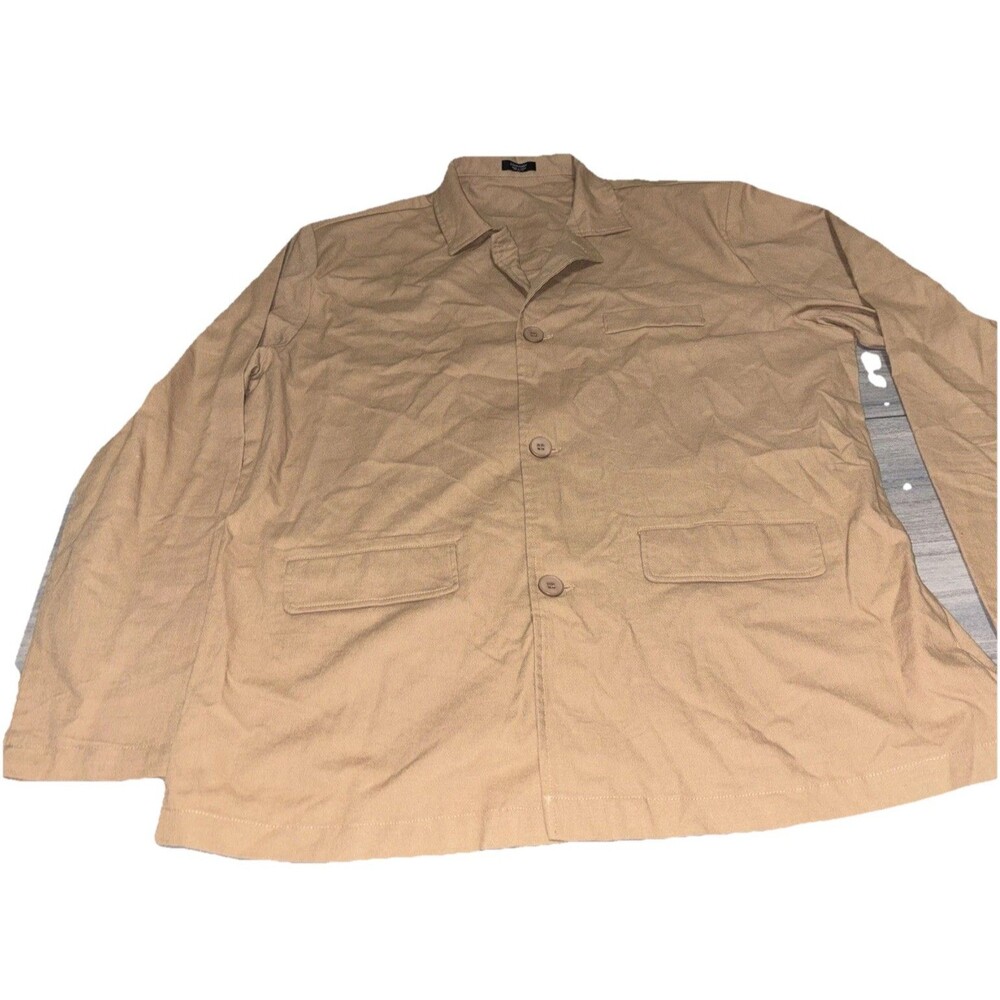 COOFANDY Men's XL Tan Cotton Linen Casual Blazer Jacket Shacket